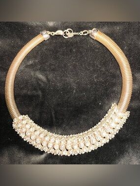 Traci Lynn Rhinestone Statement Collar Necklace Silver/gold Tone Sparkle Choker